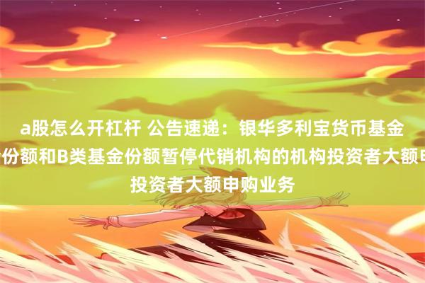 a股怎么开杠杆 公告速递：银华多利宝货币基金A类基金份额和B类基金份额暂停代销机构的机构投资者大额申购业务