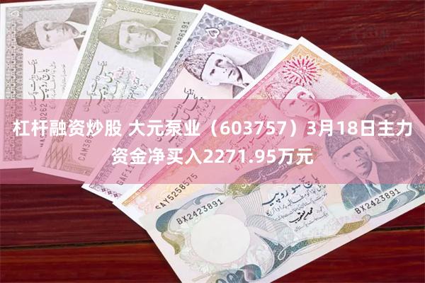 杠杆融资炒股 大元泵业（603757）3月18日主力资金净买入2271.95万元