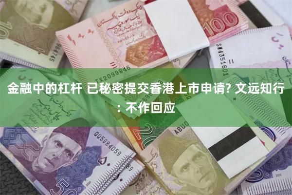 金融中的杠杆 已秘密提交香港上市申请? 文远知行: 不作回应