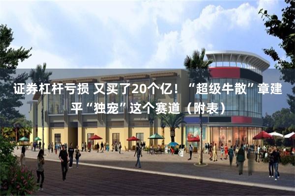 证券杠杆亏损 又买了20个亿！“超级牛散”章建平“独宠”这个赛道（附表）